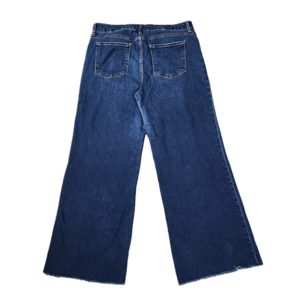 Kut From The Kloth Meg Fab Ab Wide Leg Jeans Blue High Rise Raw Hem Womens 12 - Picture 3 of 9